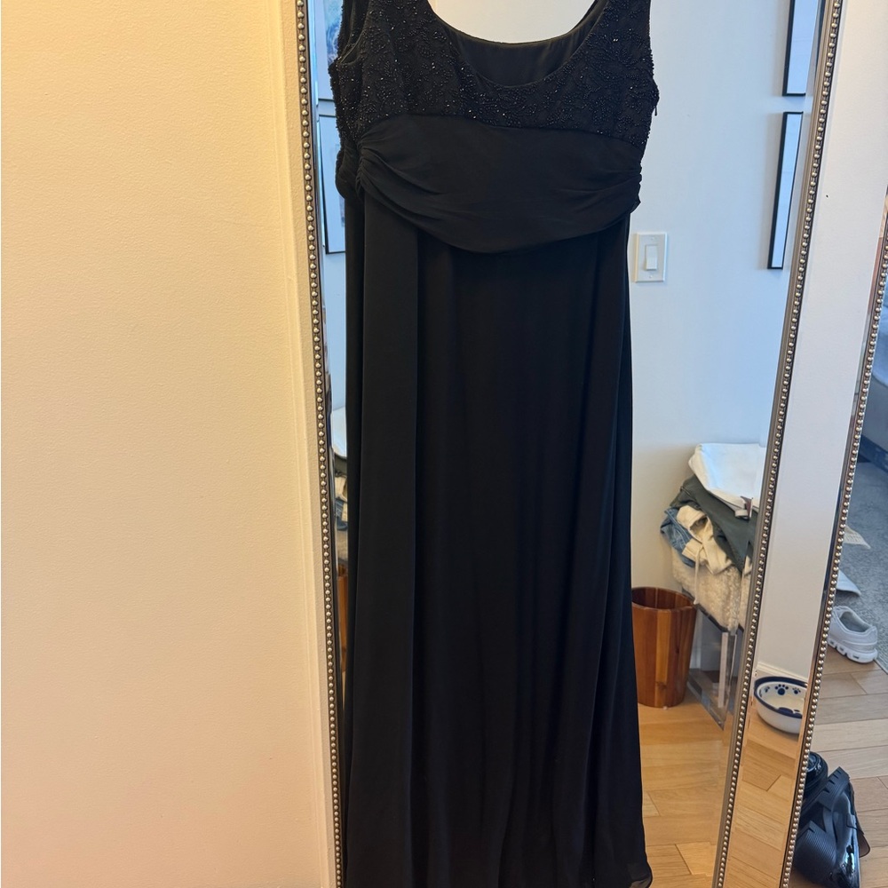 Carmen Marc Valvo Black Beaded Maxi Dress